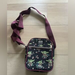 Loungefly Star Wars Baby Yoda Crossbody Bag - Black and Maroon